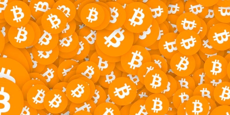 Yellow bitcoin coins